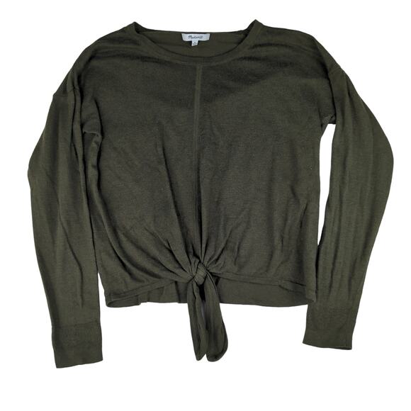 Madewell Modern Tie-Front Sweater‎ Forest Green Women's Size Medium - Picture 1 of 6